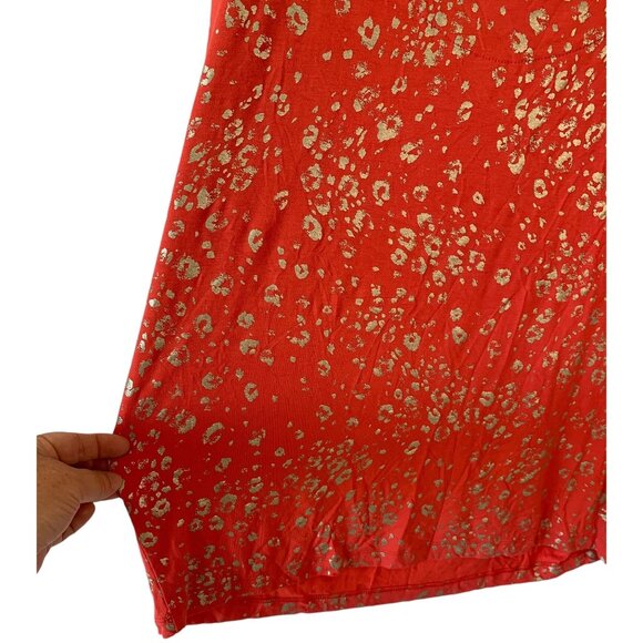 CHICO'S Orange + Gold Touch of Cool Foiled Animal Print Knit Tee NWOT Size Large - Picture 8 of 8